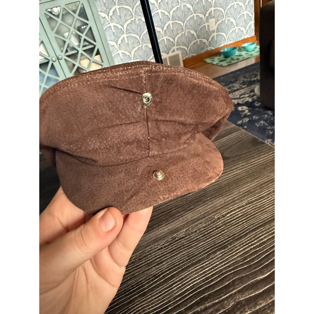 6/$25 Vintage New York Chocolate Brown Derby Newsboy Hat Genuine Suede - Picture 5 of 5